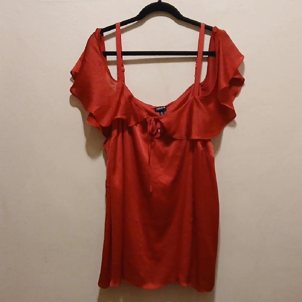 Torrid Vibrant Red Ruffle Blouse - Picture 1 of 8